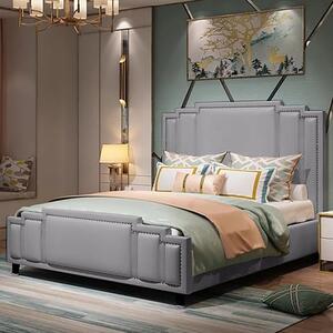 Enumclaw Plush Velvet Single Bed In Grey