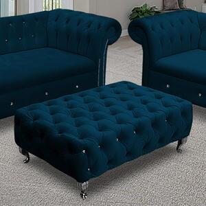 Izu Plush Velvet Footstool In Peacock