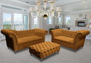 Izu Plush Velvet 2 Seater And 3 Seater Sofa Suite In Gold