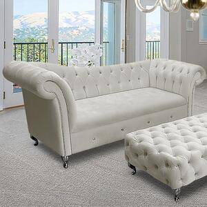 Izu Plush Velvet 3 Seater Sofa In Cream