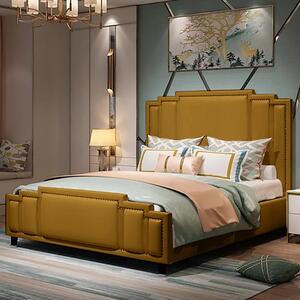 Enumclaw Plush Velvet Single Bed In Mustard