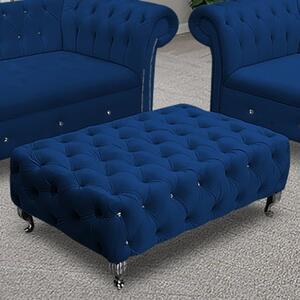 Izu Plush Velvet Footstool In Navy