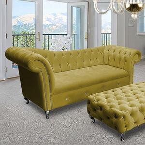 Izu Plush Velvet 3 Seater Sofa In Grass