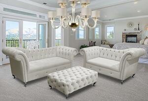 Izu Plush Velvet 2 Seater And 3 Seater Sofa Suite In Cream