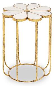 Mekbuda Petal White Marble Top Side Table With Gold Frame