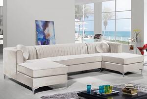 Asbury U-Shape Plush Velvet Corner Sofa In Cream