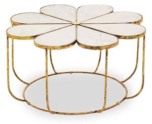 Mekbuda Petal White Marble Top Coffee Table With Gold Frame