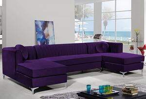 Asbury U-Shape Plush Velvet Corner Sofa In Ameythst