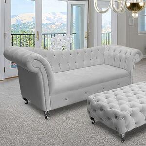 Izu Plush Velvet 3 Seater Sofa In Silver