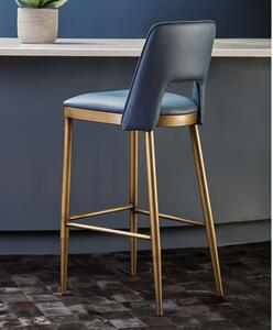 Glidden Leather Bar Chair With Brass Legs In Blue