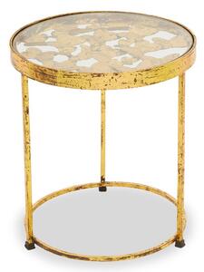 Mekbuda Round Clear Glass Top Side Table With Gold Frame