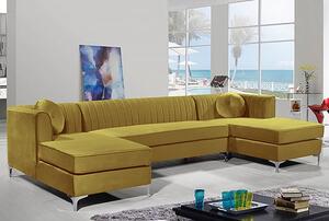 Asbury U-Shape Plush Velvet Corner Sofa In Grass