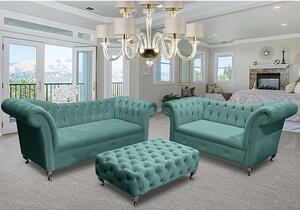 Izu Plush Velvet 2 Seater And 3 Seater Sofa Suite In Seaspray