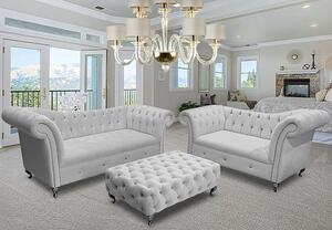 Izu Plush Velvet 2 Seater And 3 Seater Sofa Suite In Silver