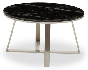 Alvara Round Black Marble Top Coffee Table With Silver Base