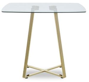 Metairie Square Clear Glass Top Dining Table With Gold Base