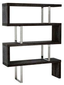 Ulmos Wooden Shelving Unit With Steel Frame In Black