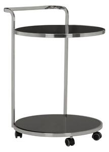 Orion Black Glass 2 Tier Drinks Trolley With Silver Frame