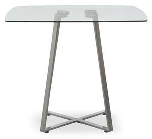 Metairie Square Clear Glass Top Dining Table With Grey Base