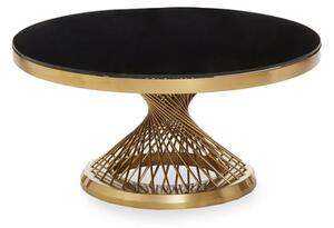 Anza Round Black Glass Coffee Table With Gold Metal Base