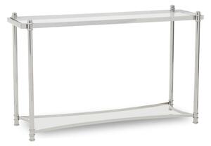 Orion Clear Glass Top Console Table With Silver Metal Frame