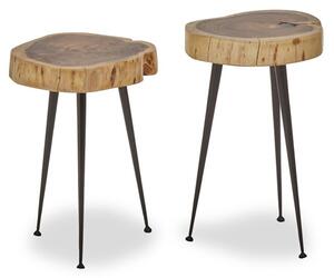 Santorini Wooden Set Of 2 Side Tables In Natural