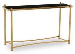 Orion Black Glass Top Console Table With Gold Metal Frame