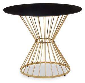 Anza Round Black Glass Dining Table With Gold Metal Base