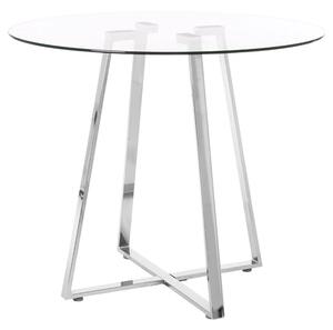 Metairie Round Clear Glass Top Dining Table With Chrome Base