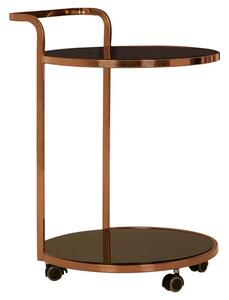 Orion Black Glass 2 Tier Drinks Trolley With Rose Gold Frame