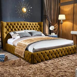 Greeley Plush Velvet Single Bed In Mustard