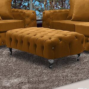 Worley Malta Plush Velour Fabirc Footstool In Gold