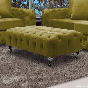 Worley Malta Plush Velour Fabirc Footstool In Grass