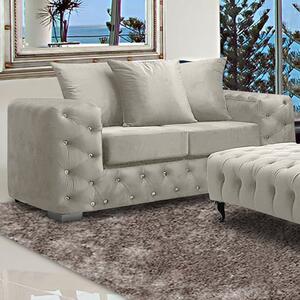 Worley Malta Plush Velour Fabirc 2 Seater Sofa In Cream