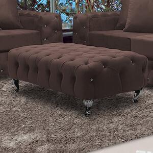 Worley Malta Plush Velour Fabirc Footstool In Mushroom