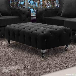 Worley Malta Plush Velour Fabirc Footstool In Cosmic