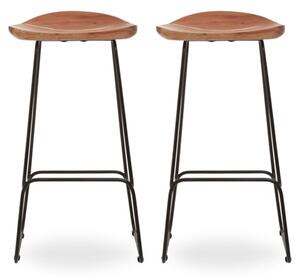 Santorini Natural Wooden Bar Stools In A Pair