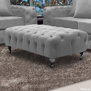 Worley Malta Plush Velour Fabirc Footstool In Silver