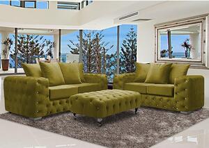 Worley Velour Fabric 2 Seater And 3 Seater Sofa In Grass