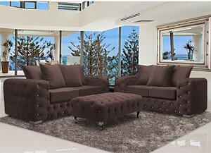 Worley Velour Fabric 2 Seater And 3 Seater Sofa In Mushroom