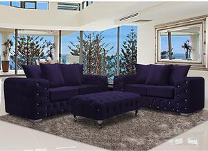 Worley Velour Fabric 2 Seater And 3 Seater Sofa In Ameythst