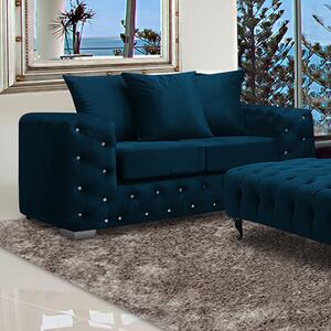 Worley Malta Plush Velour Fabirc 2 Seater Sofa In Peacock