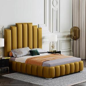 Leica Plush Velvet Single Bed In Mustard