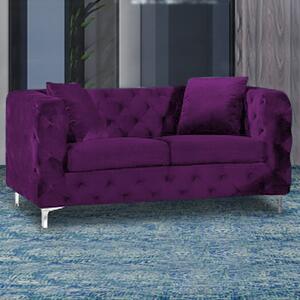 Mills Malta Plush Velour Fabric 2 Seater Sofa In Boysenberry