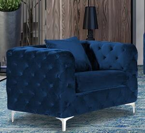 Mills Malta Plush Velour Fabric Armchair In Navy