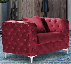 Mills Malta Plush Velour Fabric Armchair In Red