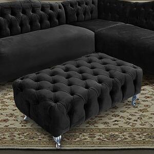 Huron Malta Plush Velour Fabric Footstool In Cosmic