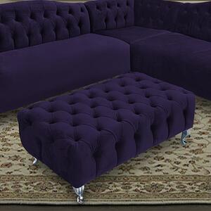 Huron Malta Plush Velour Fabric Footstool In Ameythst