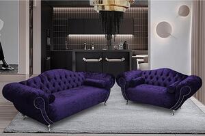 Huron Velour Fabric 2 Seater And 3 Seater Sofa In Ameythst