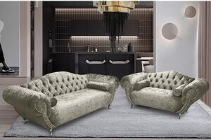 Huron Velour Fabric 2 Seater And 3 Seater Sofa In Cream